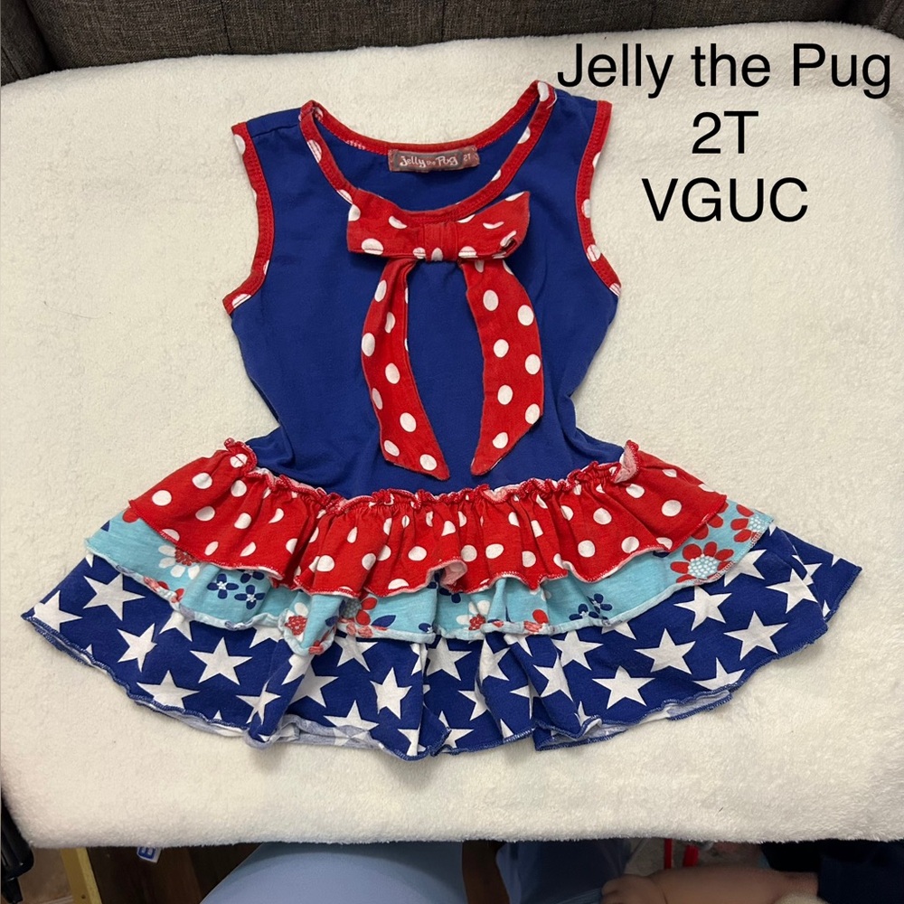 Jelly The Pug 2T Patriotic Dress